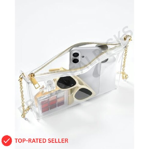 Clear Stadium Crossbody Purse Transparent PVC Handbag Chic Minimal Concert - Picture 6 of 8